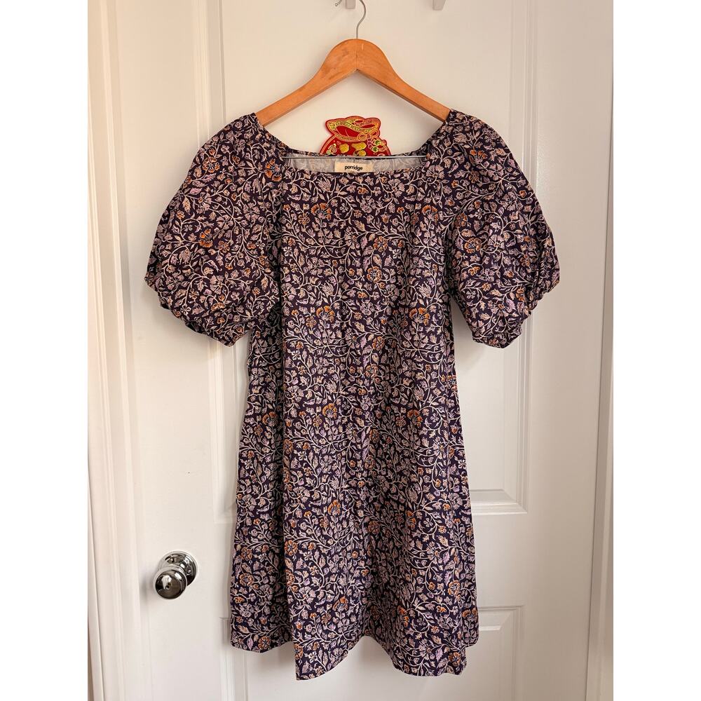 Anthropologie Porridge Elke Ditsy Swing Dress In Purple Small Bohemian Spring